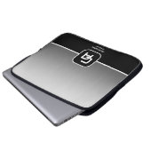 Metallisches Silver Monogramm Laptopschutzhülle (Vorne Knopf)