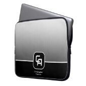 Metallisches Silver Monogramm Laptopschutzhülle (Vorderseite Links)