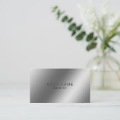 Metallisches Silver Shiny Minimalistisch Social Me Visitenkarte (Stehend Vorderseite)