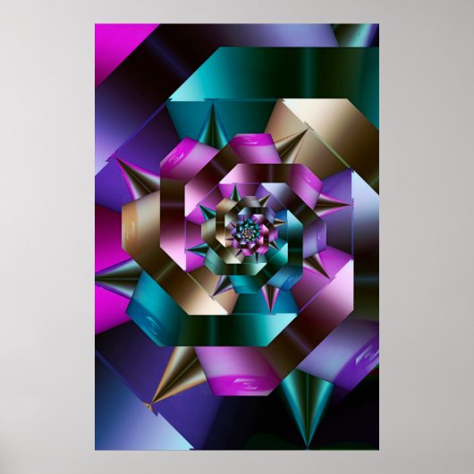 Metallisches Spiral-Fraktal Poster (Vorne)