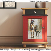 Metallisches Steampunk-Katzenporträt EM5R Decoupag Seidenpapier