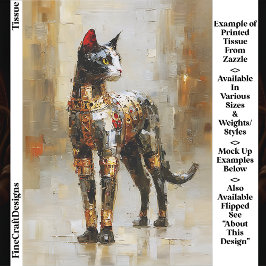 Metallisches Steampunk-Katzenporträt EM5R Decoupag Seidenpapier