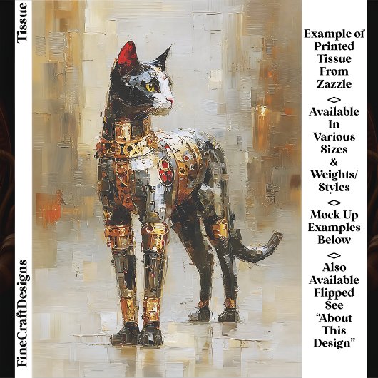 Metallisches Steampunk-Katzenporträt EM5R Decoupag Seidenpapier