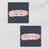 Metallisches Upholstertes Leder | Rosa gebürstet Quadratische Visitenkarte (Vorne/Hinten)