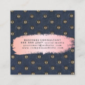 Metallisches Upholstertes Leder | Rosa gebürstet Quadratische Visitenkarte (Rückseite)