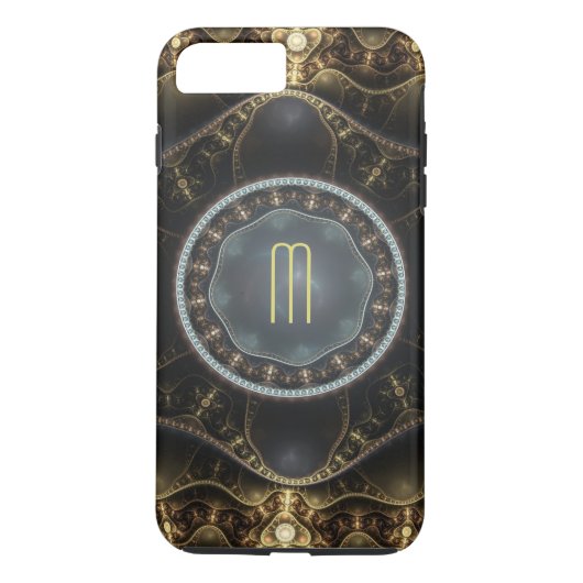 Metallisches Verziertes Steampunk-Fraktal Monogram Case-Mate iPhone Hülle (Rückseite)