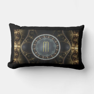 Metallisches Verziertes Steampunk-Fraktal Monogram Lendenkissen