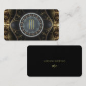 Metallisches Verziertes Steampunk-Fraktal Monogram Visitenkarte (Vorne/Hinten)