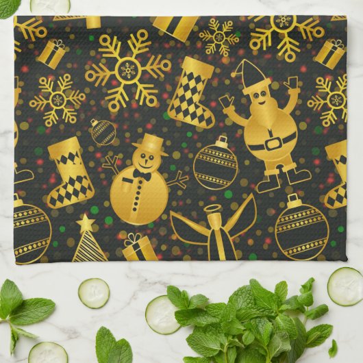 Metallisches Weihnachtsgebäck Geschirrtuch (Gefaltet)