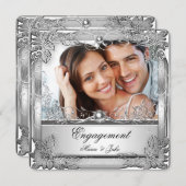 Metallisches weißes Silber-Foto der Einsatzpartei Einladung (Vorne/Hinten)