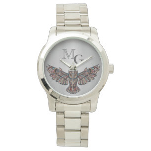 Metallisierte Eulen-Kunst Armbanduhr