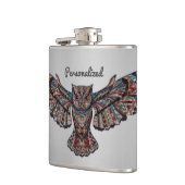 Metallisierte Eulen-Kunst Flachmann (Links)