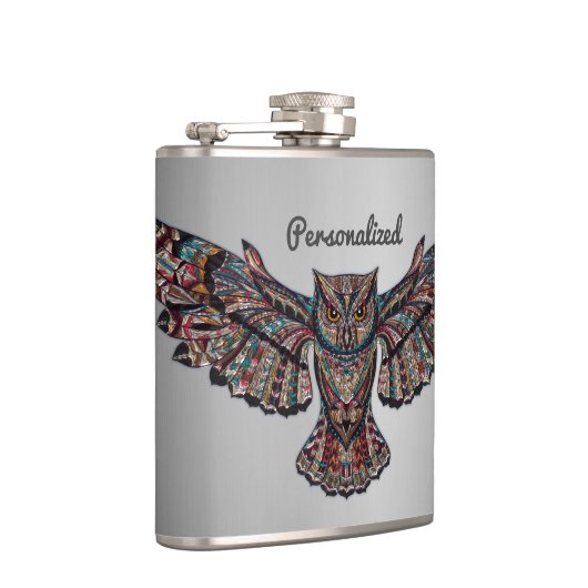 Metallisierte Eulen-Kunst Flachmann (Rechts)