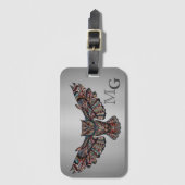 Metallisierte Eulen-Kunst-Monogramm Gepäckanhänger (Vorderseite Vertikal)