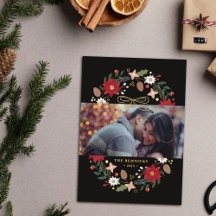 Metallisierte Weihnachtsgirlande Florale Festtags-