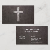 Metallkreuz auf dunklem Leder Visitenkarte (Vorne/Hinten)