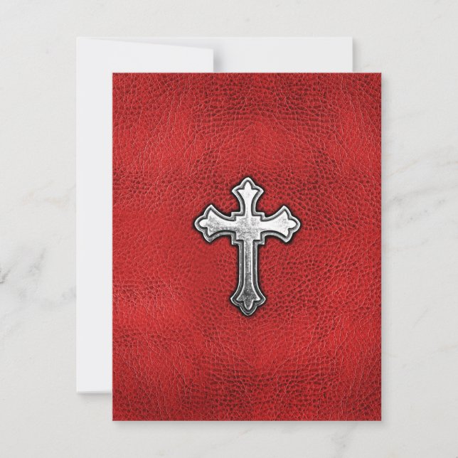Metallkreuz auf rotem Leder (Vorderseite)
