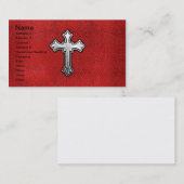 Metallkreuz auf rotem Leder Visitenkarte (Vorne/Hinten)