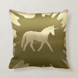 Metallkunst-Einhorn golden Kissen