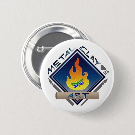Metalllehm-Kunst (blau) Button (Vorne & Hinten)