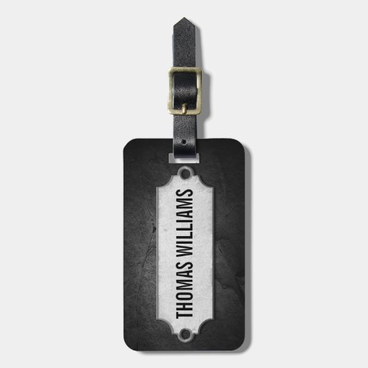 Metallmarke auf schwarzem Schiefer Rock Gepäckanhänger (Vorderseite vertikal)