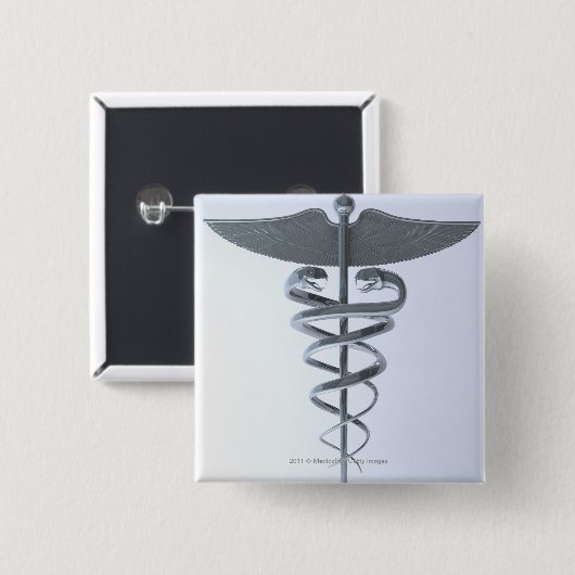 Metallmedizinischer Caduceus Button (Vorne & Hinten)