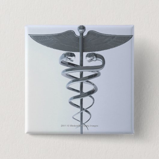 Metallmedizinischer Caduceus Button (Vorderseite)