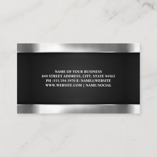 Metallmikrofon | Black Mesh Business Card Visitenkarte (Rückseite)