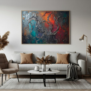 Metallnetze in Flammen Poster