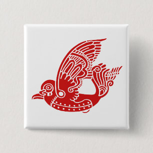 Metallon Vogel-Knopf (rot) Button
