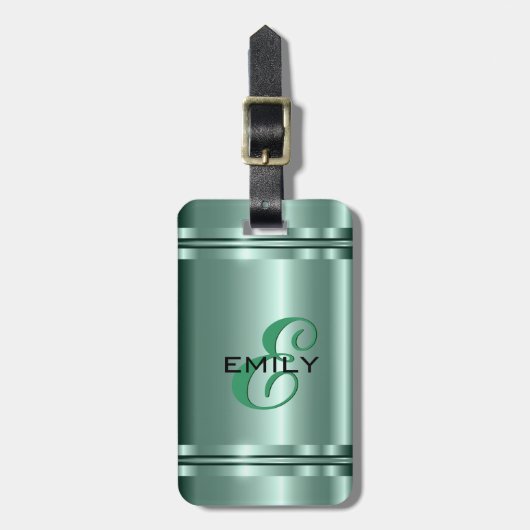 Metallpastellgrün, rostfreier Stahlaussehen Gepäckanhänger (Vorderseite vertikal)
