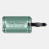 Metallpastellgrün, rostfreier Stahlaussehen Gepäckanhänger (Rückseite horizontal)