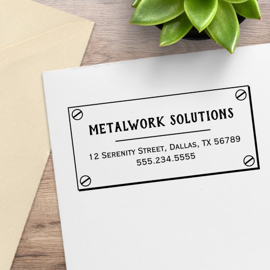 Metallplatte mit Schraubenadresse Gummistempel