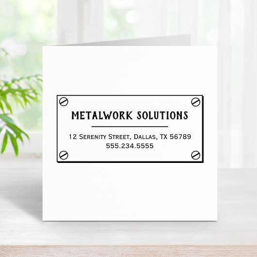 Metallplatte mit Schraubenadresse Gummistempel