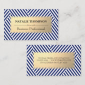 Metallrahmen | Blauweißes Streifenmuster Visitenkarte (Vorne/Hinten)