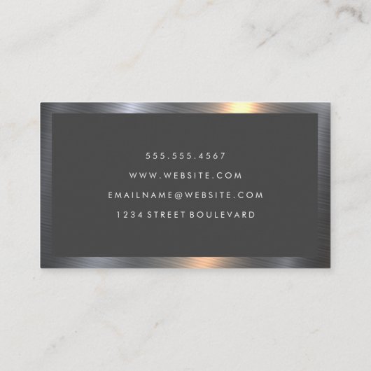 Metallrahmen | Dunkelgrau Visitenkarte (Rückseite)