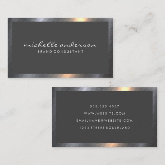 Metallrahmen | Dunkelgrau Visitenkarte (Vorne/Hinten)