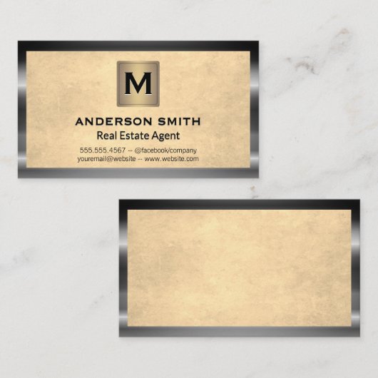 Metallrahmen | Hintergrund | Monogramm Visitenkarte (Vorne/Hinten)