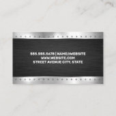 Metallrivets | Schwarze Textur | Monogramm Visitenkarte (Rückseite)