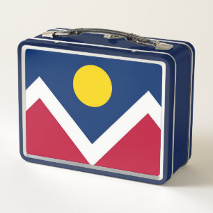 Metallrostfreier Lunchbox mit Flagge von Denver