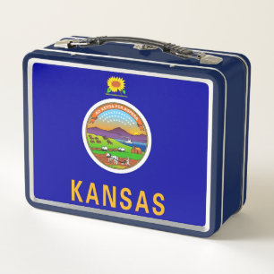 Metallrostfreier Lunchbox mit Flagge von Kansas