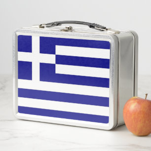 Metallrostfreier Lunchbox mit Griechenland-Flagge