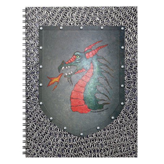 Metallschild-Drache Chainmail Hintergrund Notizblock (Vorderseite)