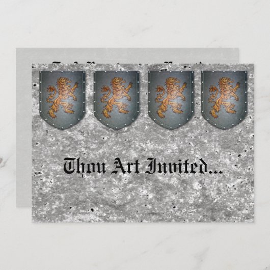 Metallschild-Löwe-grauer Imitat-Stein Einladung (Vorne/Hinten)