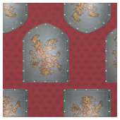 Metallschild-Löwe-Rot Fleurs Stoff (Nahaufnahme)