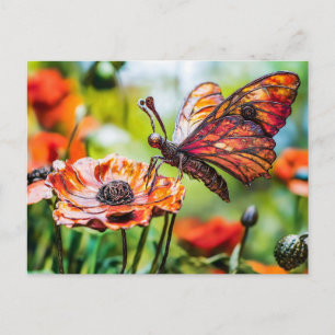 Metallschmetterling auf Mohnblume Postkarte