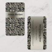 Metallschwarz und Alt-Silbertone-Damasken Visitenkarte (Vorne/Hinten)
