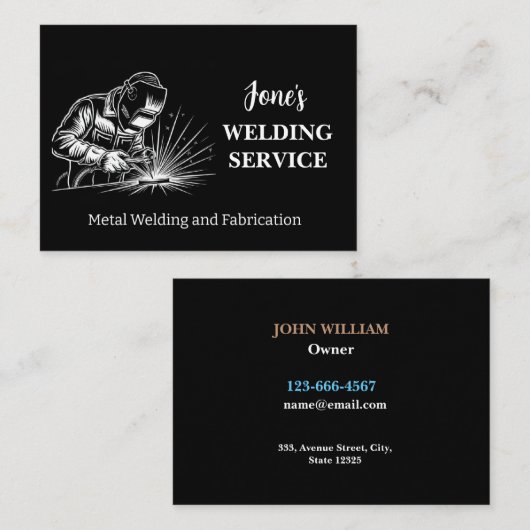Metallschweißer, Fabrikator, Auftragnehmer, schwar Visitenkarte (Vorne/Hinten)