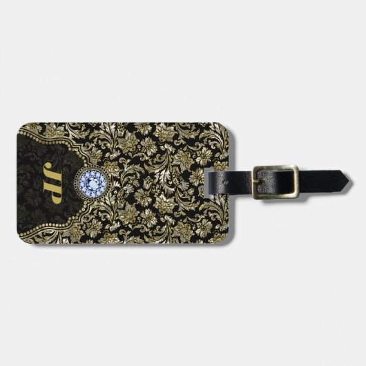 Metallsieb- und GoldflorDamaskus 2 Gepäckanhänger (Vorderseite horizontal)