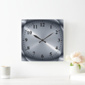 Metallsilber aus Edelstahl Quadratische Wanduhr (Zuhause)